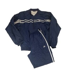 VTG Adidas Blue 90s Nylon Tracksuit Windbreaker Pants Set Mens Large Nice